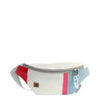 white tarpaulin, light blue, pink