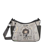 Lieblingstasche Anekke cross-body bag featuring a whimsical illustration of a girl singing with musical notes