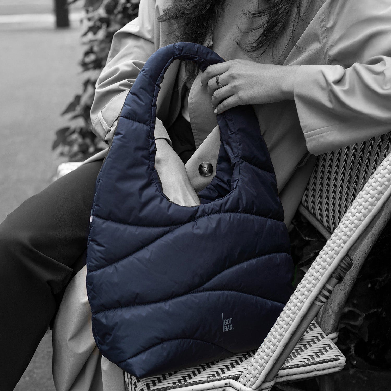 Wavy Puffer Shoulder Bag