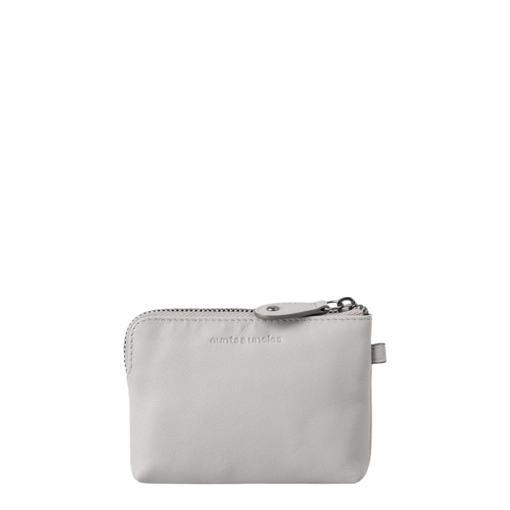 Lieblingstasche Physalis light grey leather coin purse with a secure top zipper closure