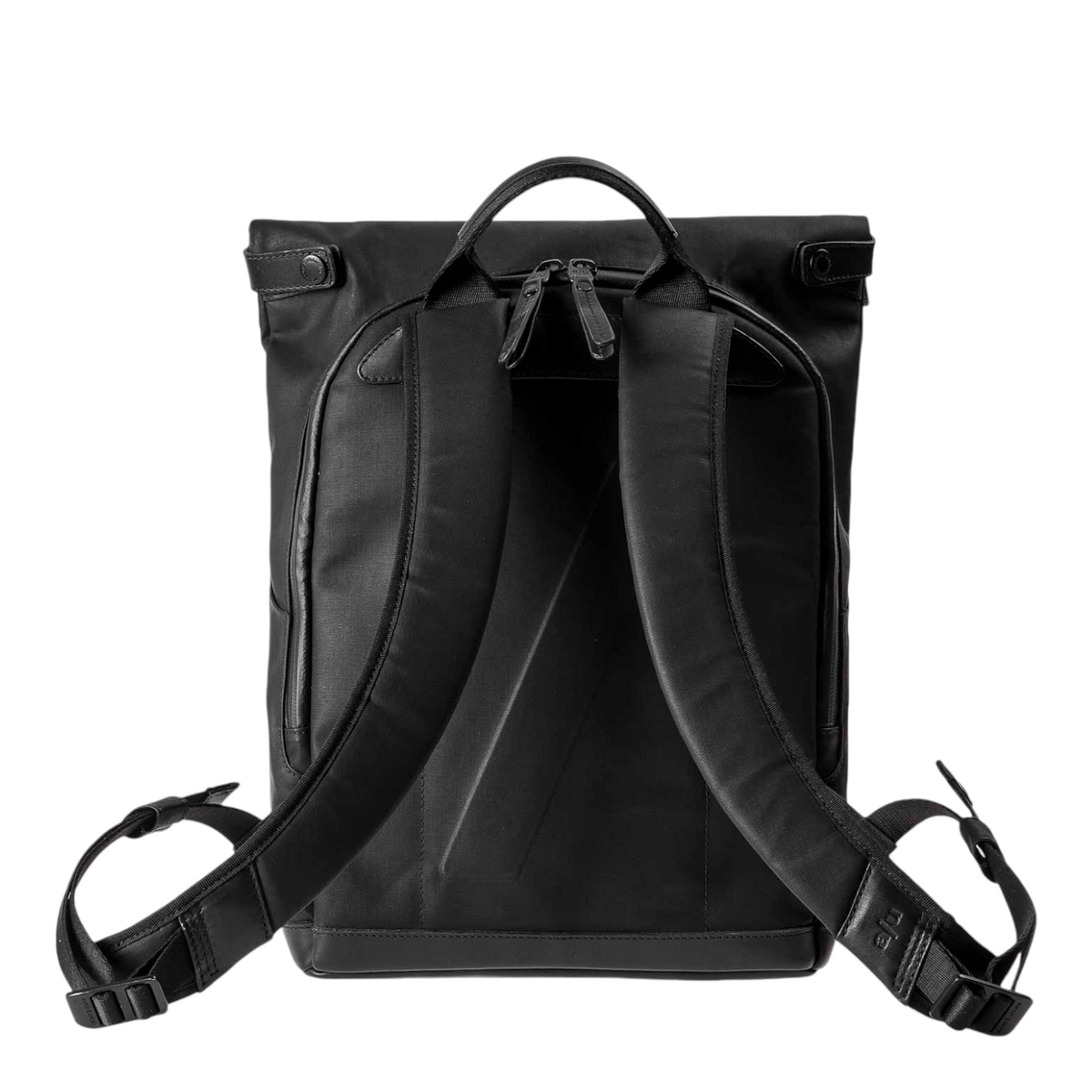 Lieblingstasche Wakayama black rolltop backpack with adjustable padded shoulder straps and rear zipper access