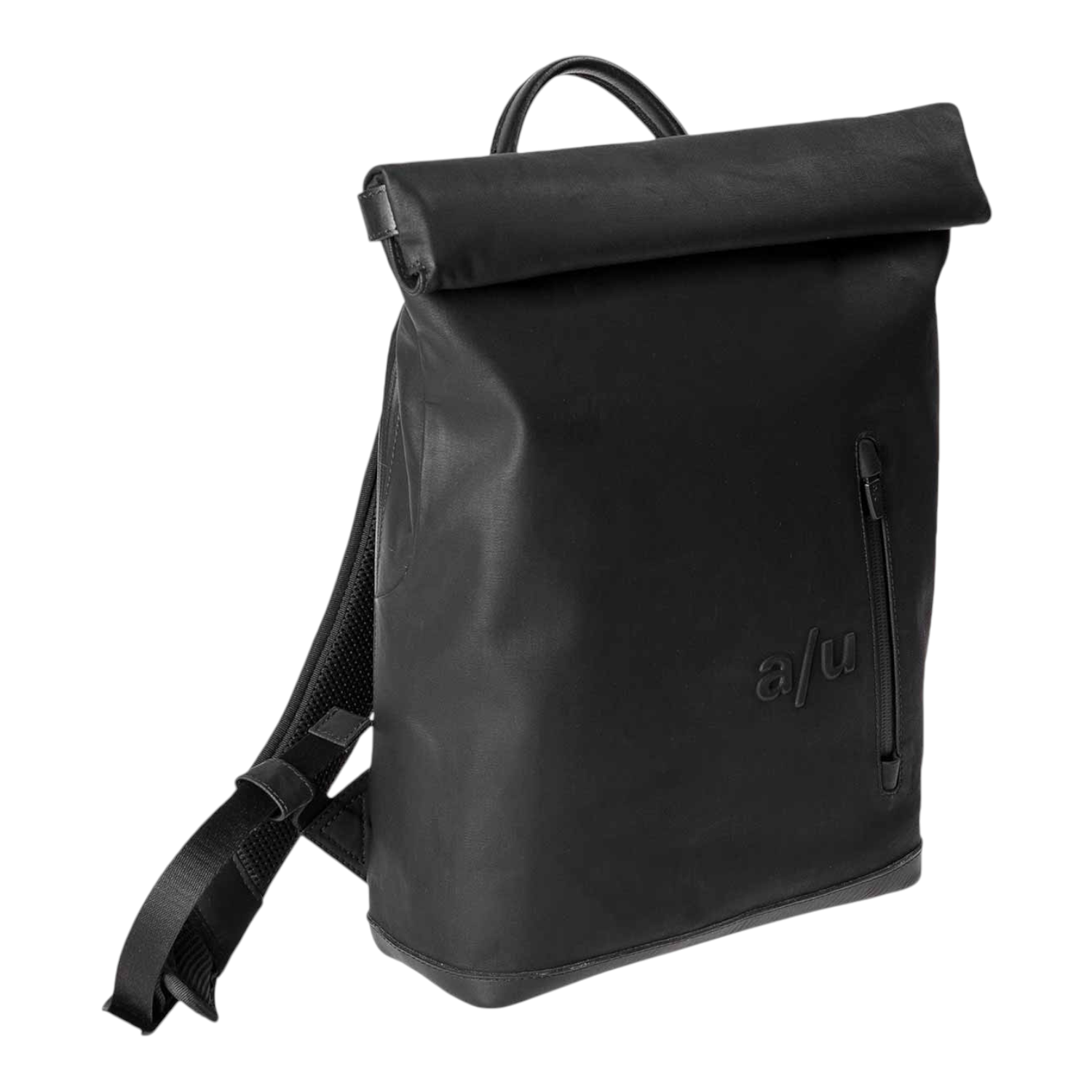 Lieblingstasche Wakayama black rolltop backpack with a front zip pocket and sleek minimalist design