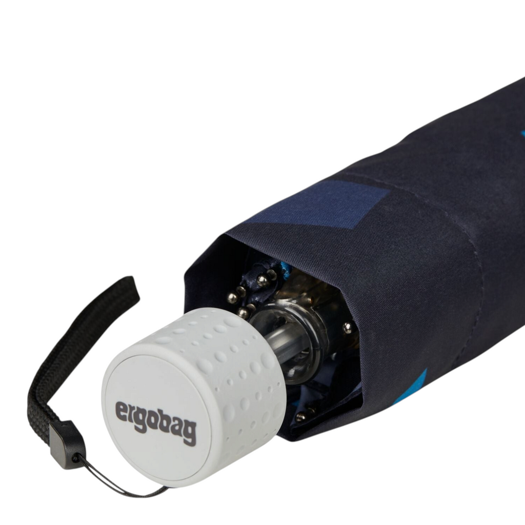 Lieblingstasche Affenzahn foldable umbrella in dark blue with reflective details and a grey handle for children