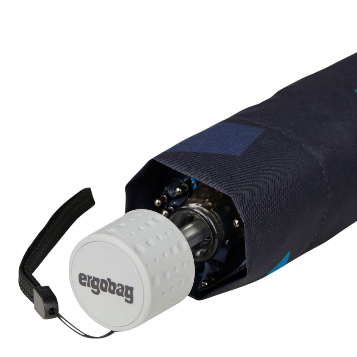 Lieblingstasche Affenzahn foldable umbrella in dark blue with reflective details and a grey handle for children