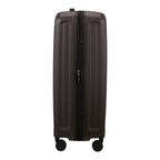 Lieblingstasche 2WANDER dark brown expandable spinner suitcase with four wheels and vertical ribbed shell design