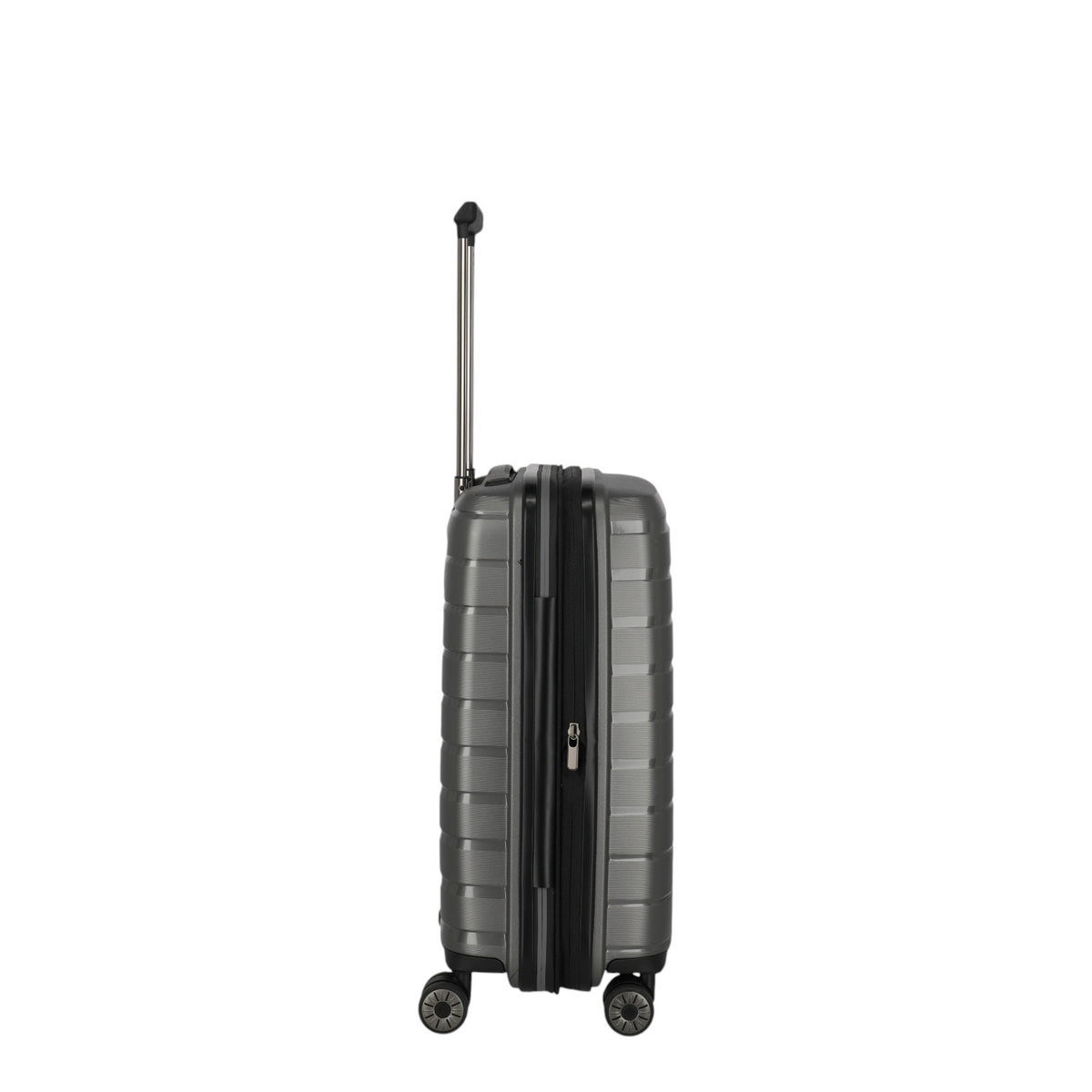 Lieblingstasche Air Base Trolley 4W S exp in grey with a hard shell, telescopic handle, and four spinner wheels.