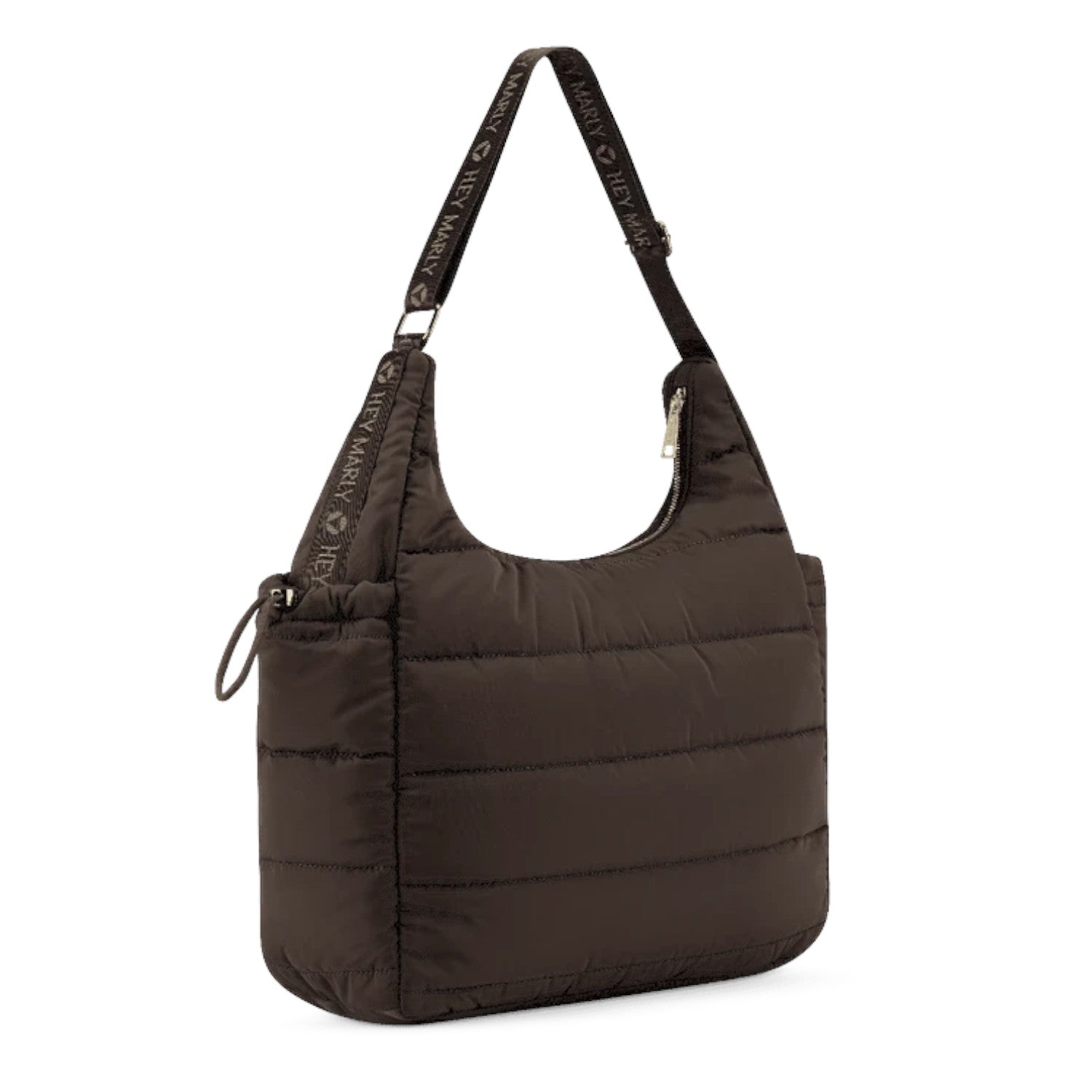 Lieblingstasche Alltime Buddy dark brown quilted hobo bag with branded adjustable shoulder strap