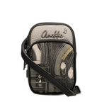 Lieblingstasche Anekke mini cross-body bag in grey and black with artistic print and metallic logo detail