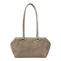 Lieblingstasche Archive Kayla Satchel S in taupe suede with long shoulder straps and silver hardware
