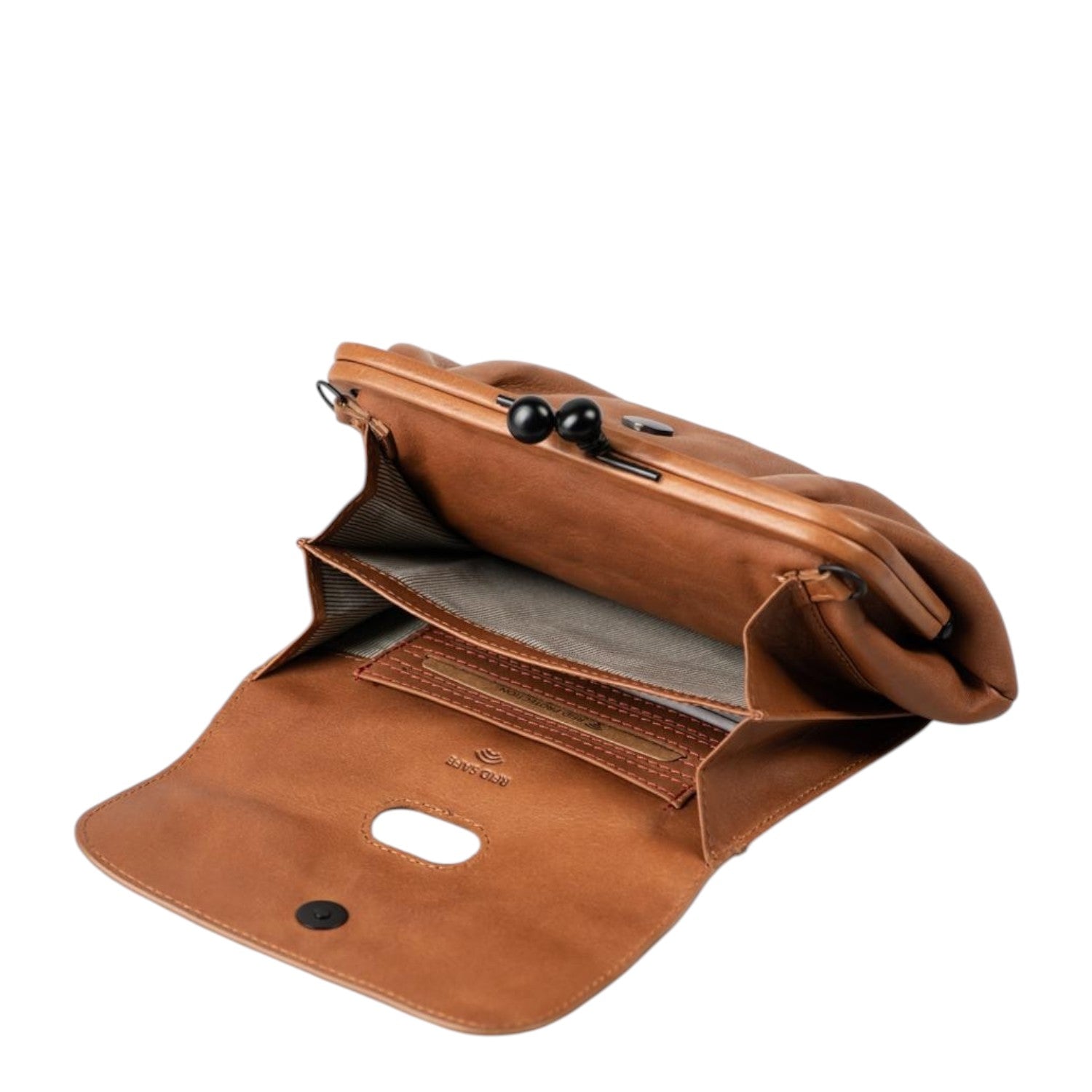 Lieblingstasche aunts & uncles Mrs. Whoopie Pie brown leather crossbody bag with clip closure and interior pockets