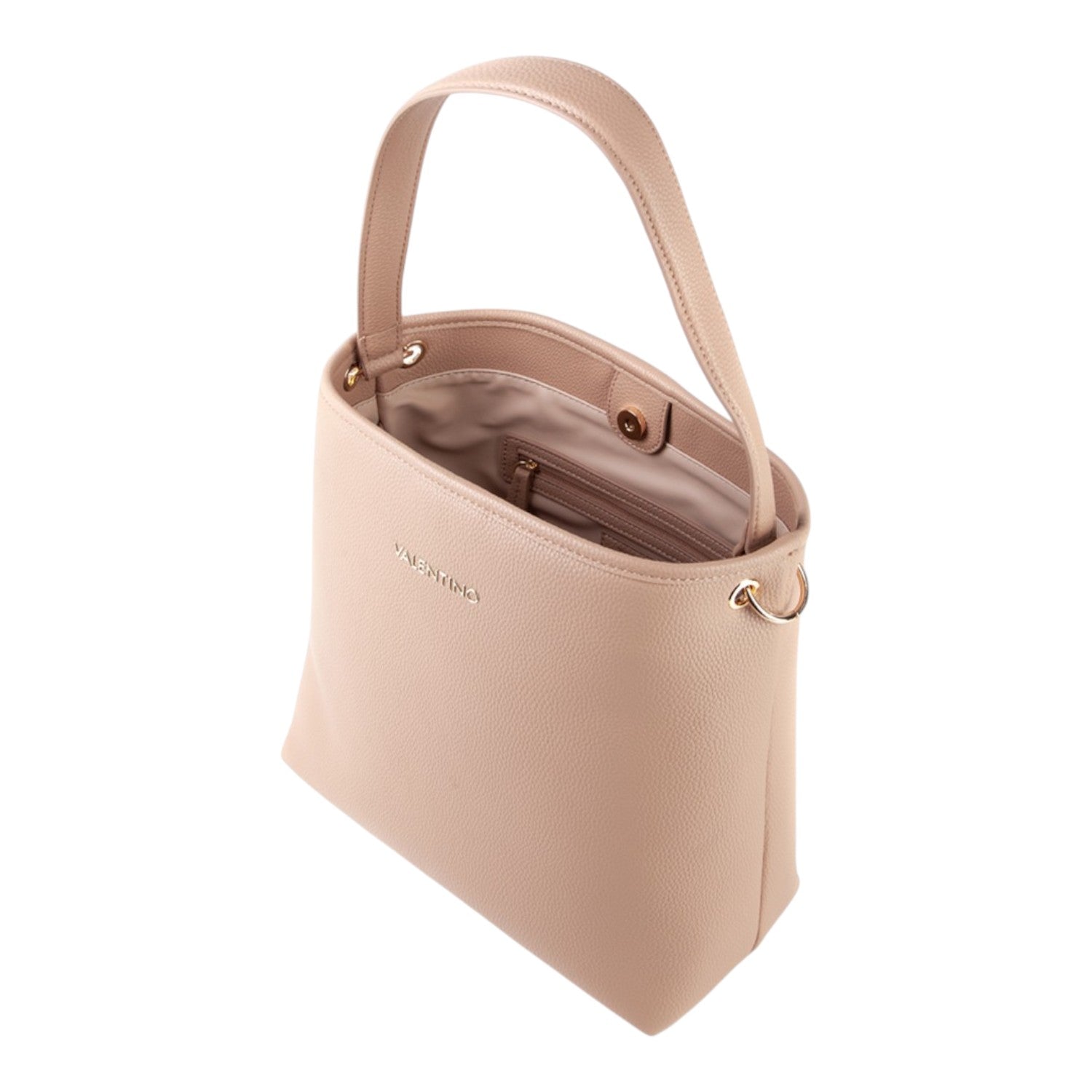 Lieblingstasche Hobo Bag Brixton in beige pebbled leather with top handle and gold hardware.