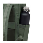 Lieblingstasche Bergen Pro backpack in olive green featuring a side pocket with a black insulated water bottle