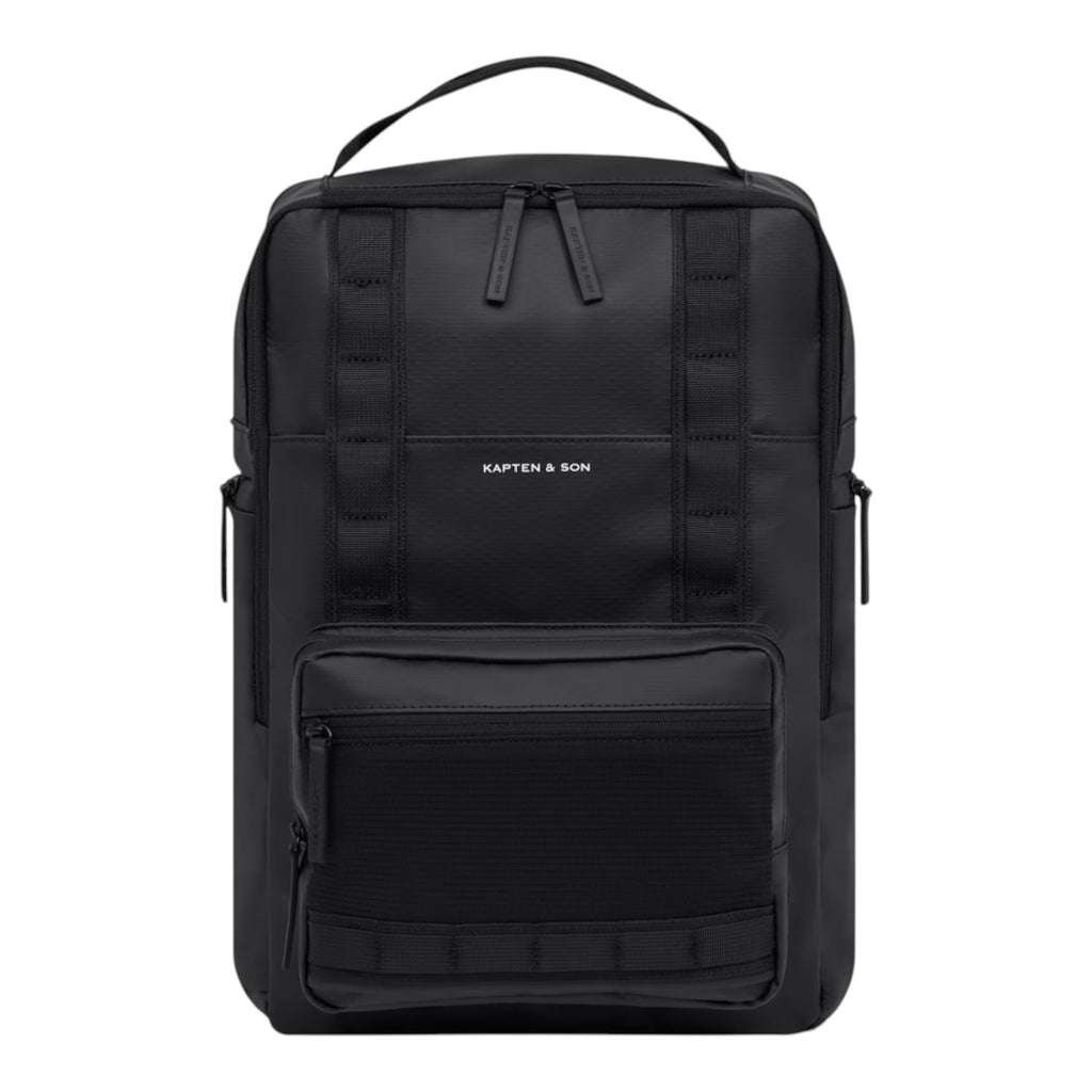 Lieblingstasche Bergen Ultra black minimalist backpack with front mesh pocket and top handle