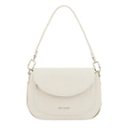 Lieblingstasche Big Sister off-white pebbled leather shoulder bag with silver hardware and curved flap closure