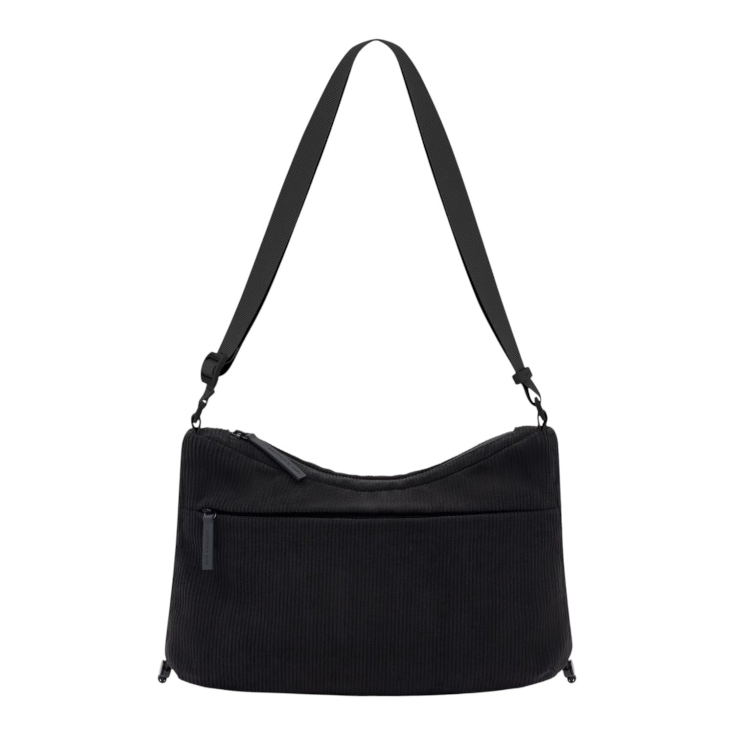 Lieblingstasche Skara Small Limited Edition black corduroy shoulder bag with adjustable strap.