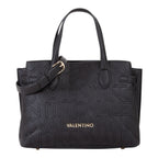Lieblingstasche black embossed logo tote bag with gold hardware and top handles.