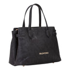 Lieblingstasche black embossed logo tote bag with gold hardware and top handles.