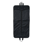 Lieblingstasche black garment bag with subtle patterned interior, full-length zipper, and carrying handles.