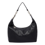 Lieblingstasche black ECS Hobo M shoulder bag with a textured finish, gold chain strap, and logo charm.