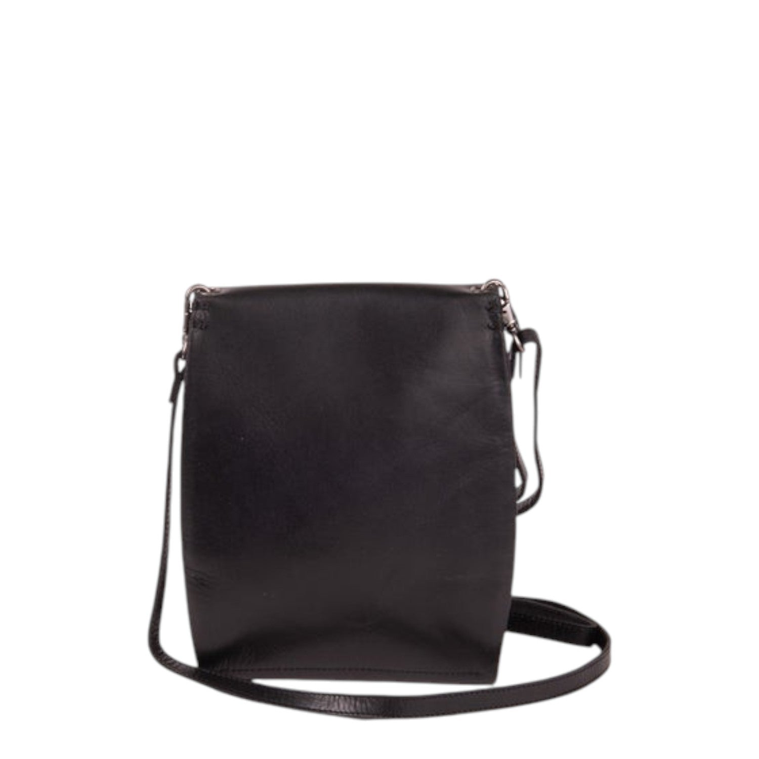 Lieblingstasche black leather fold-over clutch handbag with adjustable strap