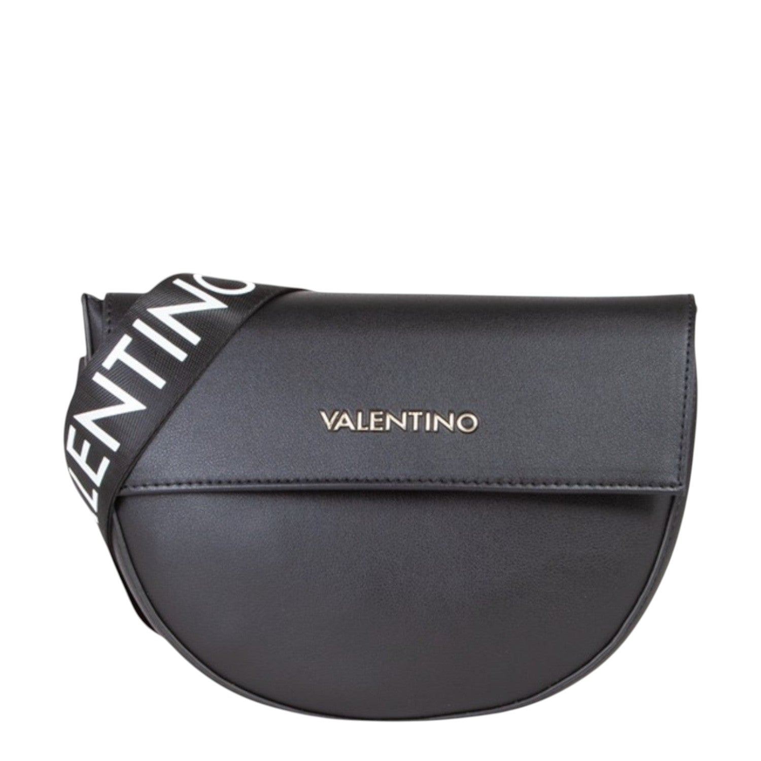 Lieblingstasche black leather flap bag with adjustable logo strap and silver-tone hardware.
