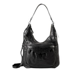 Lieblingstasche Mrs. Banoffee Pie black leather hobo bag with a slouchy silhouette and adjustable shoulder strap.