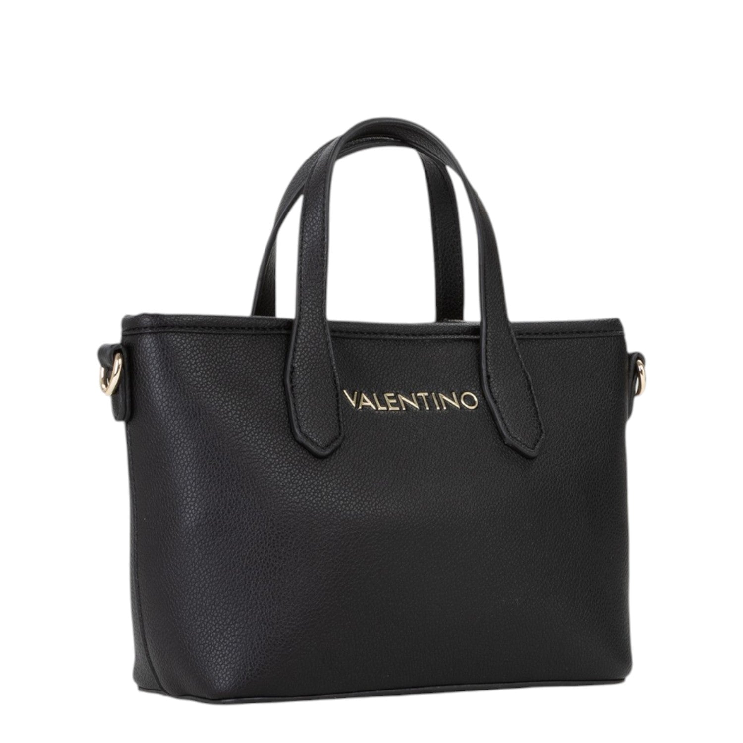 Lieblingstasche black pebbled leather mini tote bag with gold hardware and top handles.