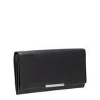 Lieblingstasche black leather tri-fold purse with silver accent bar and embossed logo.