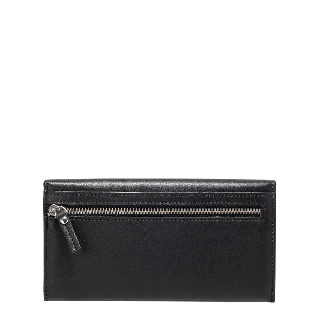 Lieblingstasche black leather Diedburg purse with zip pocket and leather pull tab.