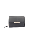 Lieblingstasche black leather tri-fold purse with silver hardware and zip detail