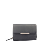 Lieblingstasche black leather tri-fold purse with silver hardware and zip detail