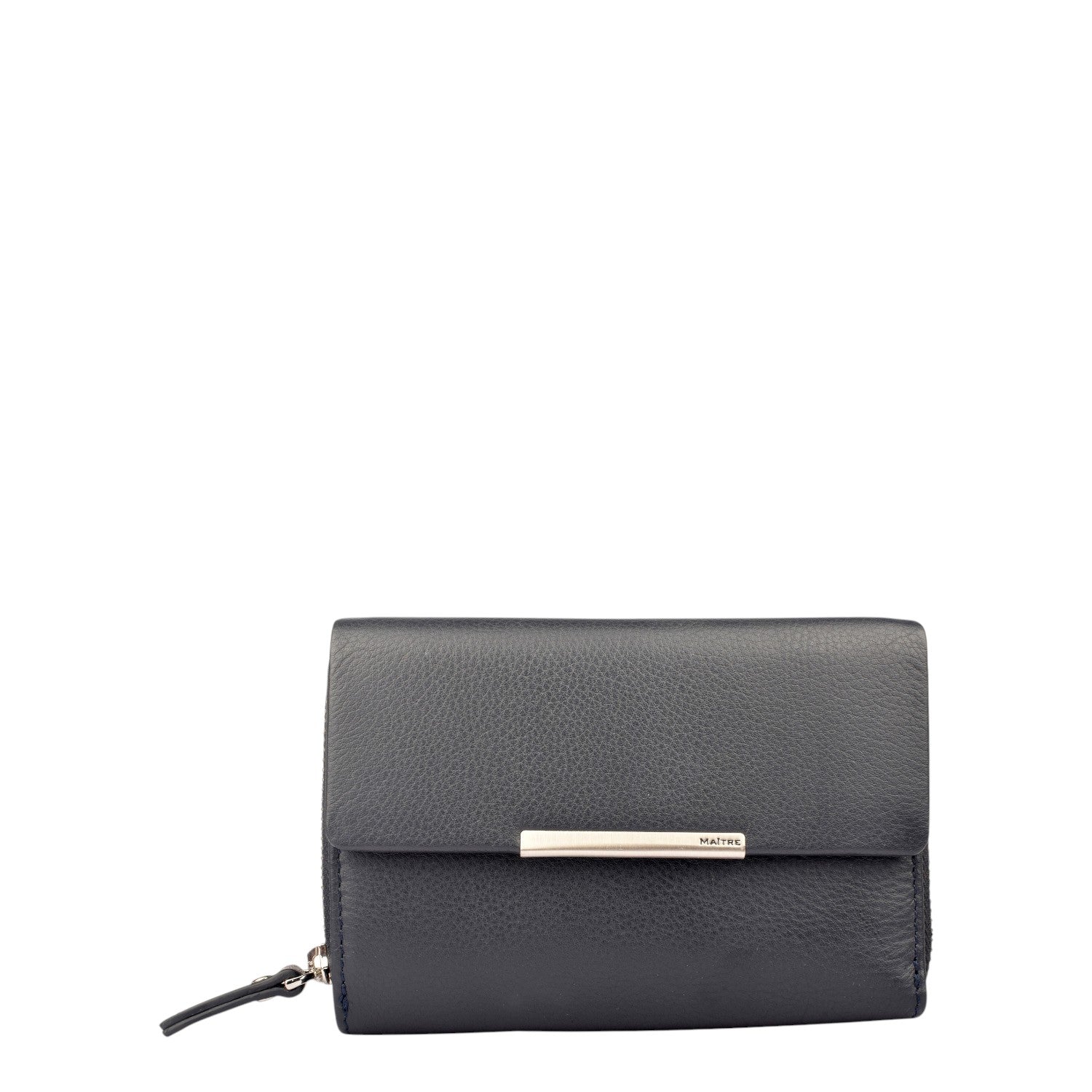 Lieblingstasche black leather tri-fold purse with silver hardware and zip detail