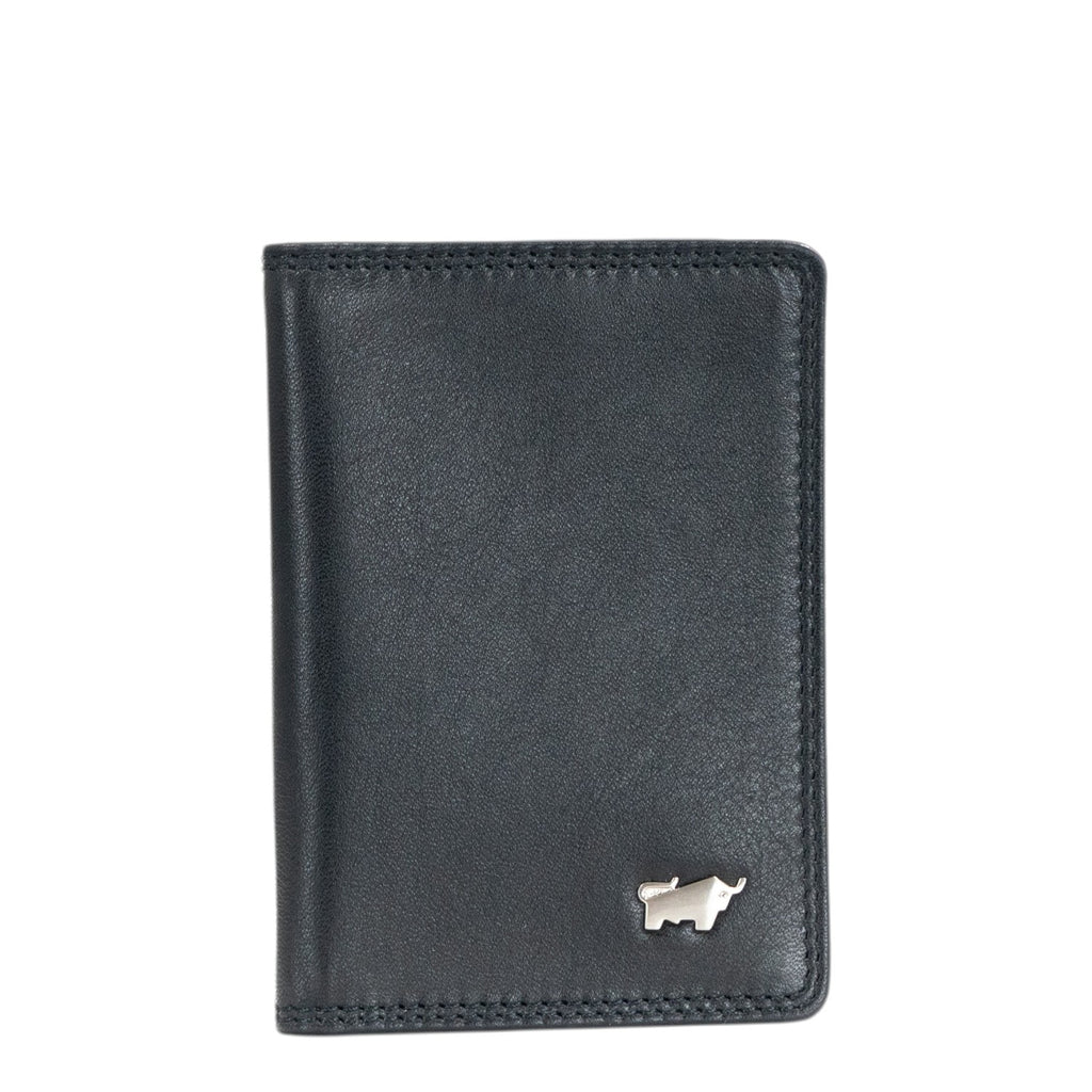 Lieblingstasche black leather RFID card holder with silver bull logo