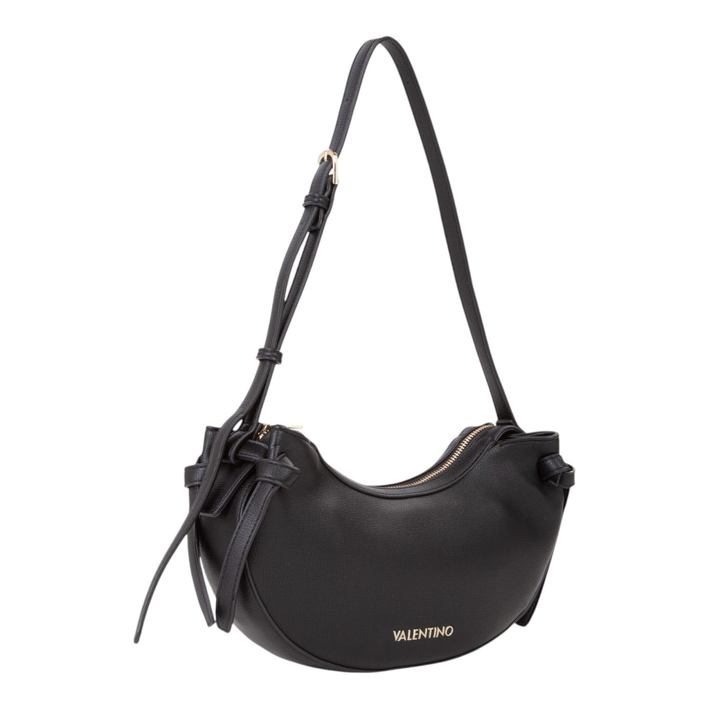 Lieblingstasche black leather crescent shoulder bag with gold hardware and tie details.