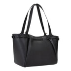 Lieblingstasche black pebbled leather tote bag with double straps and side buckle details.