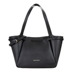 Lieblingstasche black pebbled leather tote bag with gold hardware and embossed logo