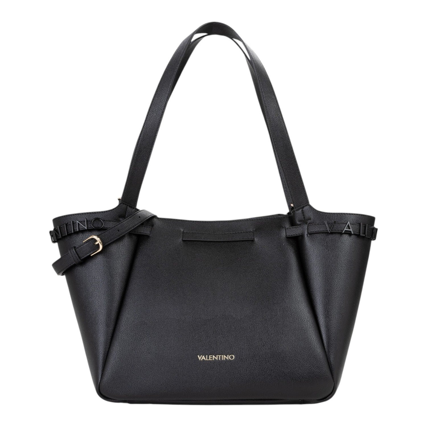 Lieblingstasche black pebbled leather tote bag with gold hardware and embossed logo