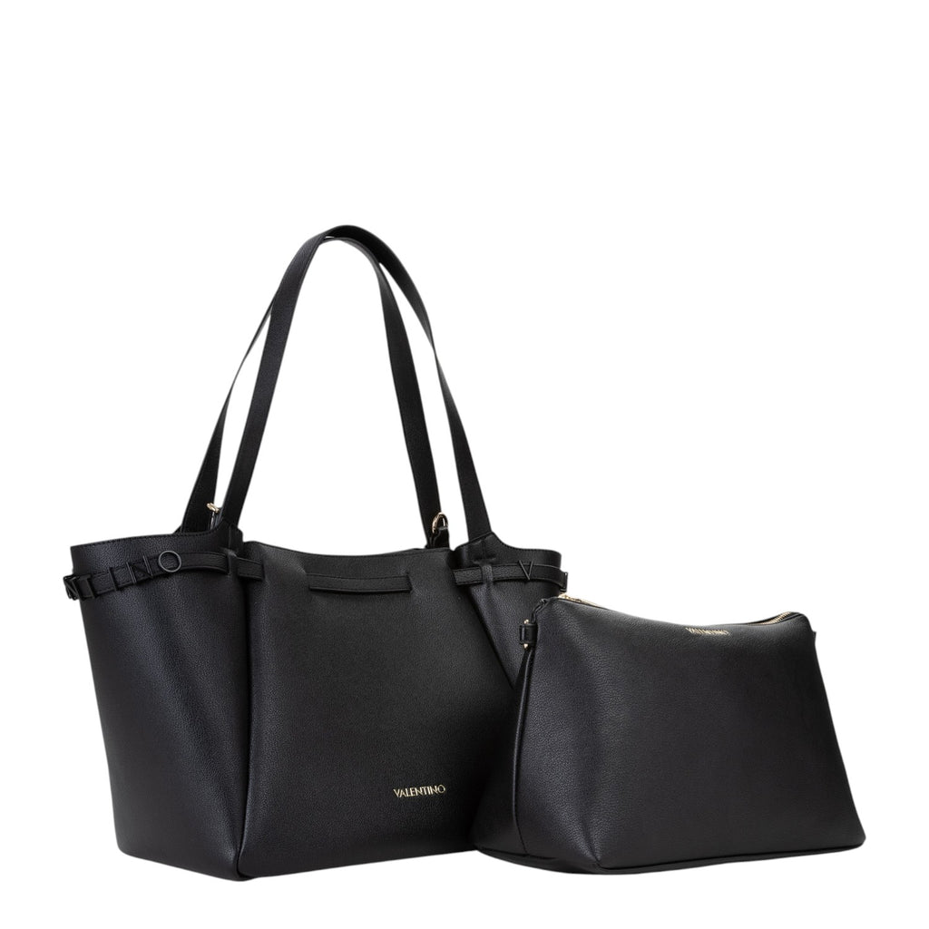 Lieblingstasche black pebbled leather tote bag with matching pouch, gold logo detail