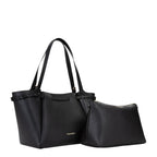 Lieblingstasche black pebbled leather tote bag with matching pouch, gold logo detail