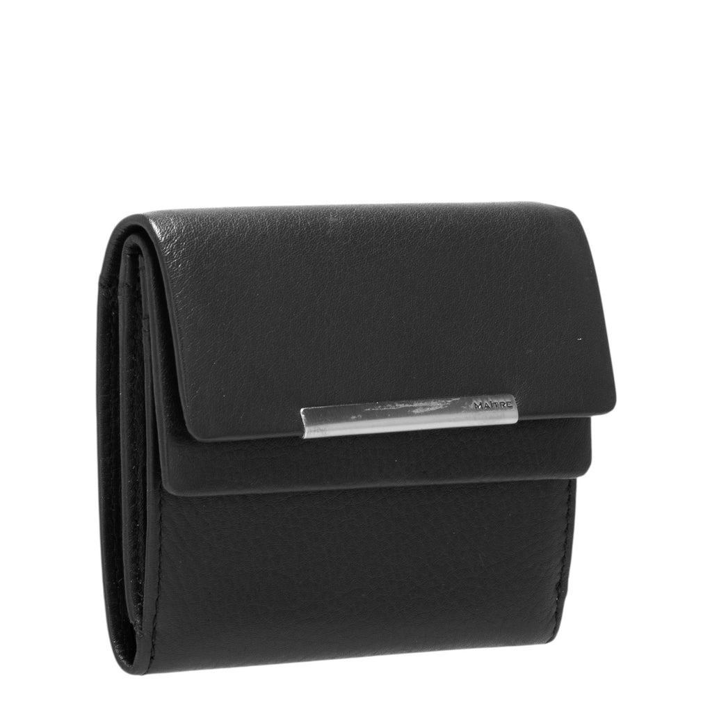 Lieblingstasche black leather tri-fold wallet with silver hardware detail and embossed logo