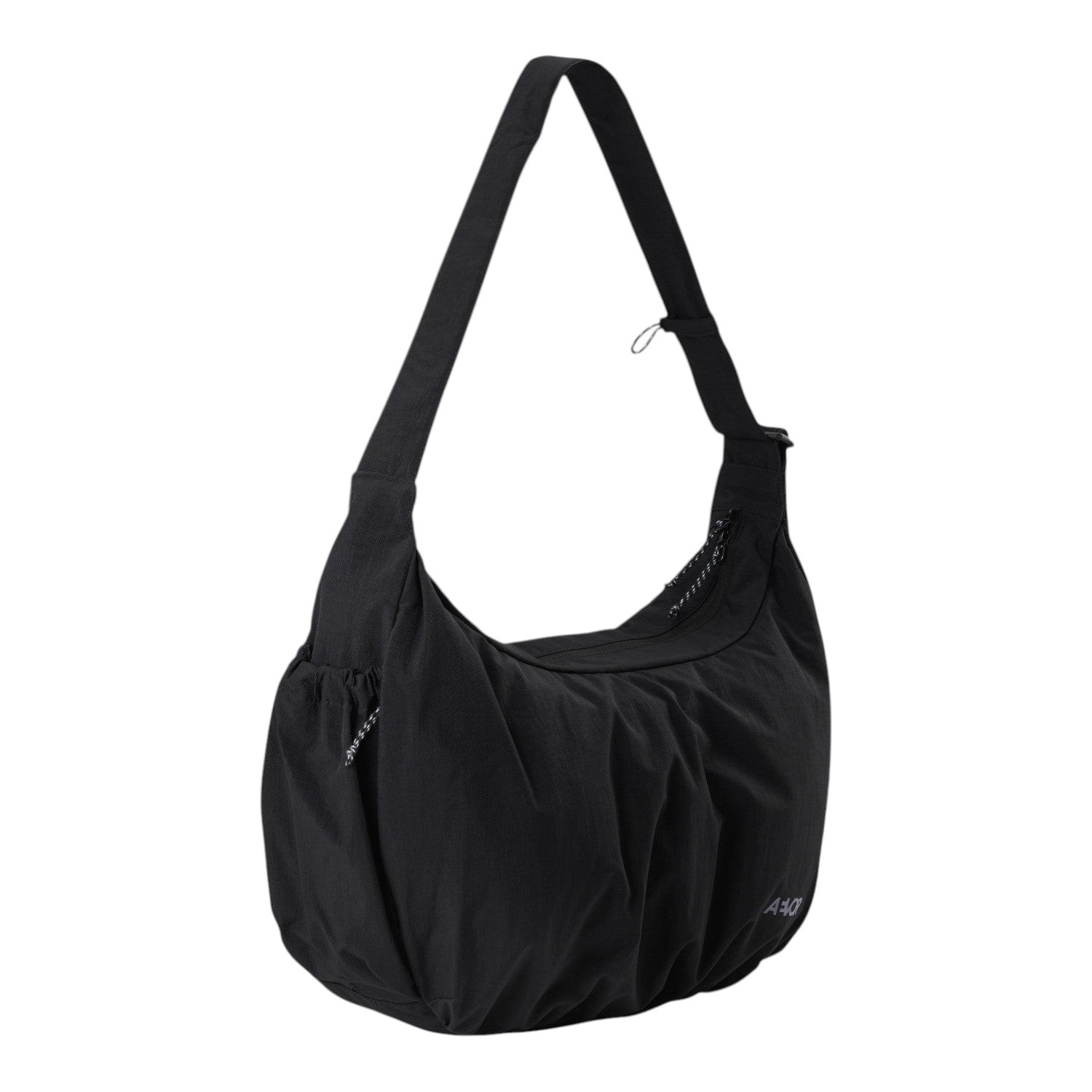 Lieblingstasche black slouchy nylon hobo bag with an adjustable shoulder strap and side pockets
