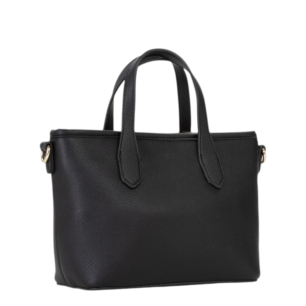Lieblingstasche black pebbled faux leather tote bag with double handles and gold hardware.