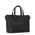 Lieblingstasche black pebbled faux leather tote bag with double handles and gold hardware.