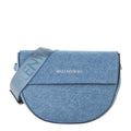 Lieblingstasche blue denim flap bag with adjustable VALENTINO logo strap.