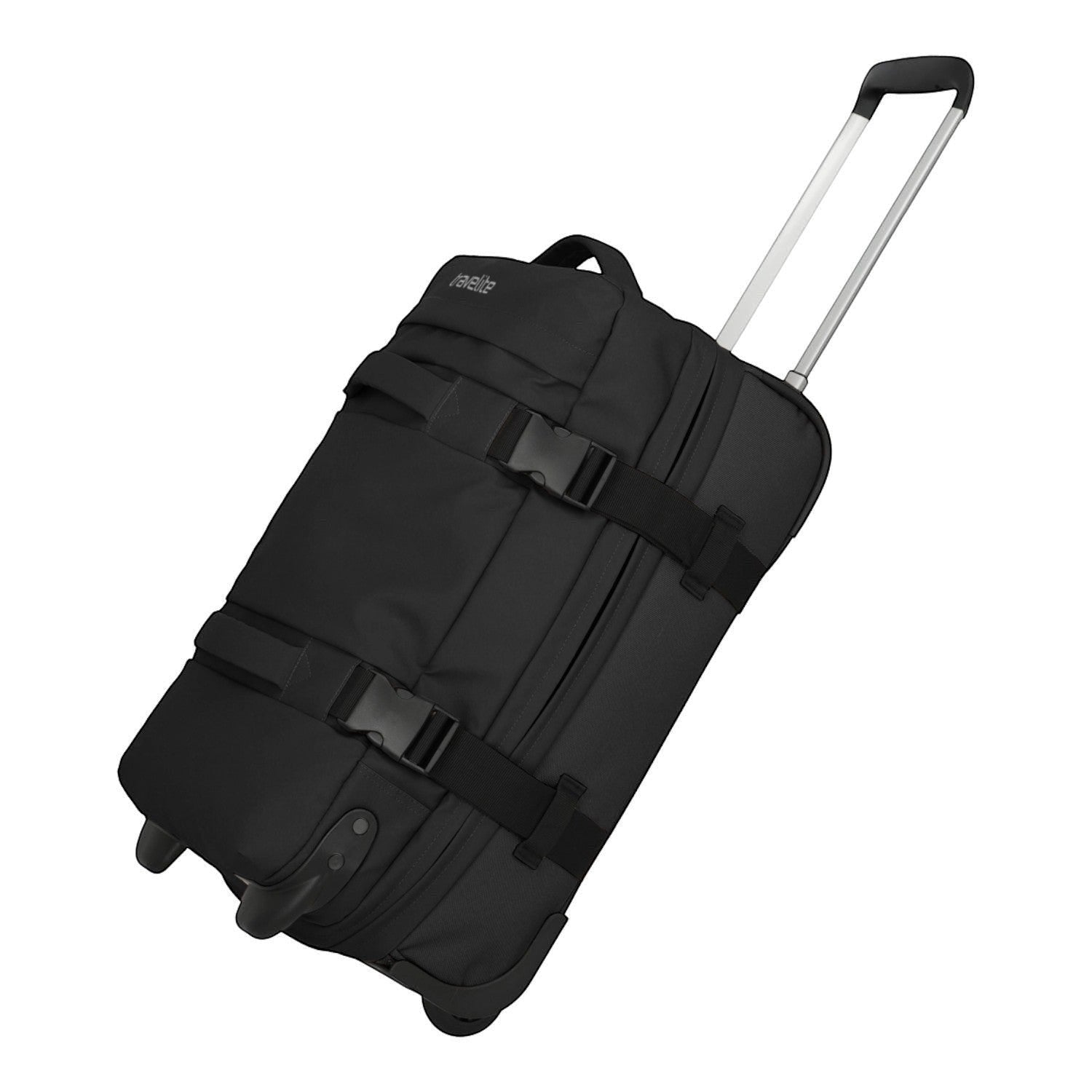 Lieblingstasche BOLONIA S black rolling travel bag with telescopic handle and buckle straps