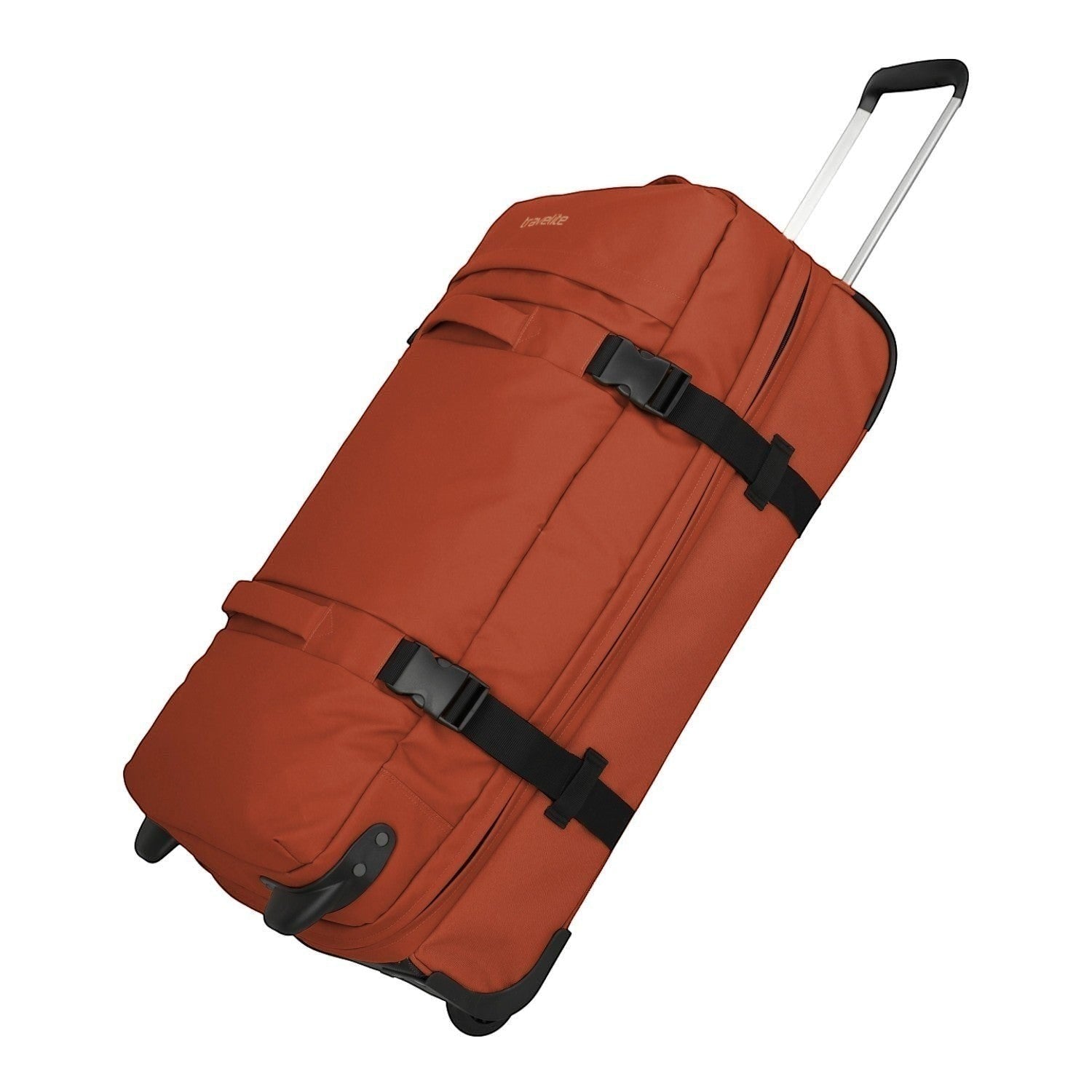 Lieblingstasche BOLONIA L orange travel bag with wheels and telescopic handle, featuring compression straps.