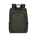 Lieblingstasche Briize Backpack M in dark green, durable polyester, with multiple compartments and lime green zipper accents.