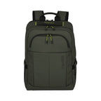 Lieblingstasche Briize Backpack M in dark green, durable polyester, with multiple compartments and lime green zipper accents.