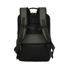 Lieblingstasche Briize Backpack M in dark green and black with padded straps and mesh back panel.