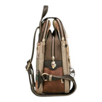 Lieblingstasche backpack in multi-tonal brown and beige faux leather with side view and gold-tone hardware details